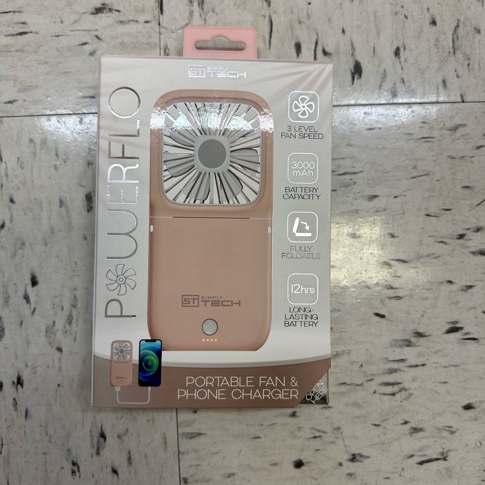 Portable Fan & Phone Charger - Pink